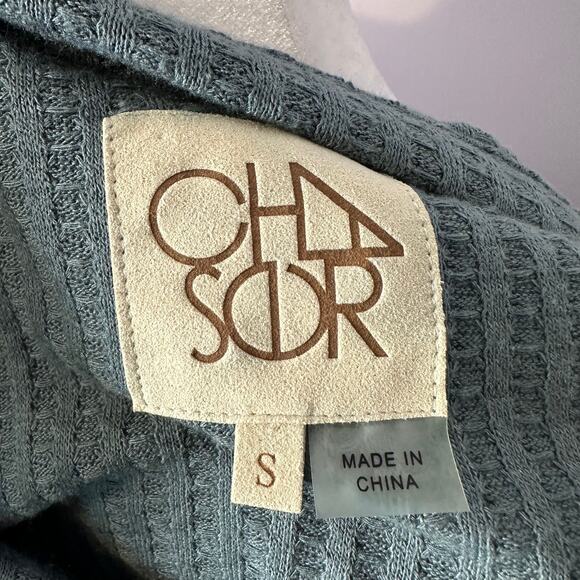 Chaser Winter Pine Teal Blue Thermal Waffle Knit Henley Pullover Women's Small - Picture 7 of 8